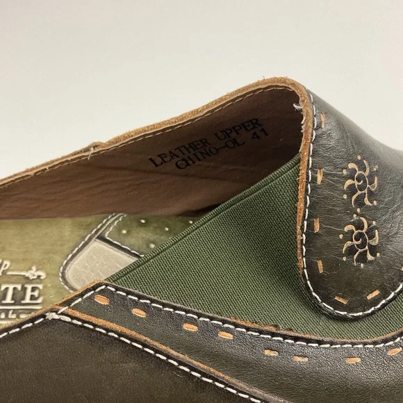 L'ARTISTE Spring Step Chino Leather Mule‎ Sz US 10.5 EU 41 Brown Clog Wedge Shoe - Picture 6 of 7